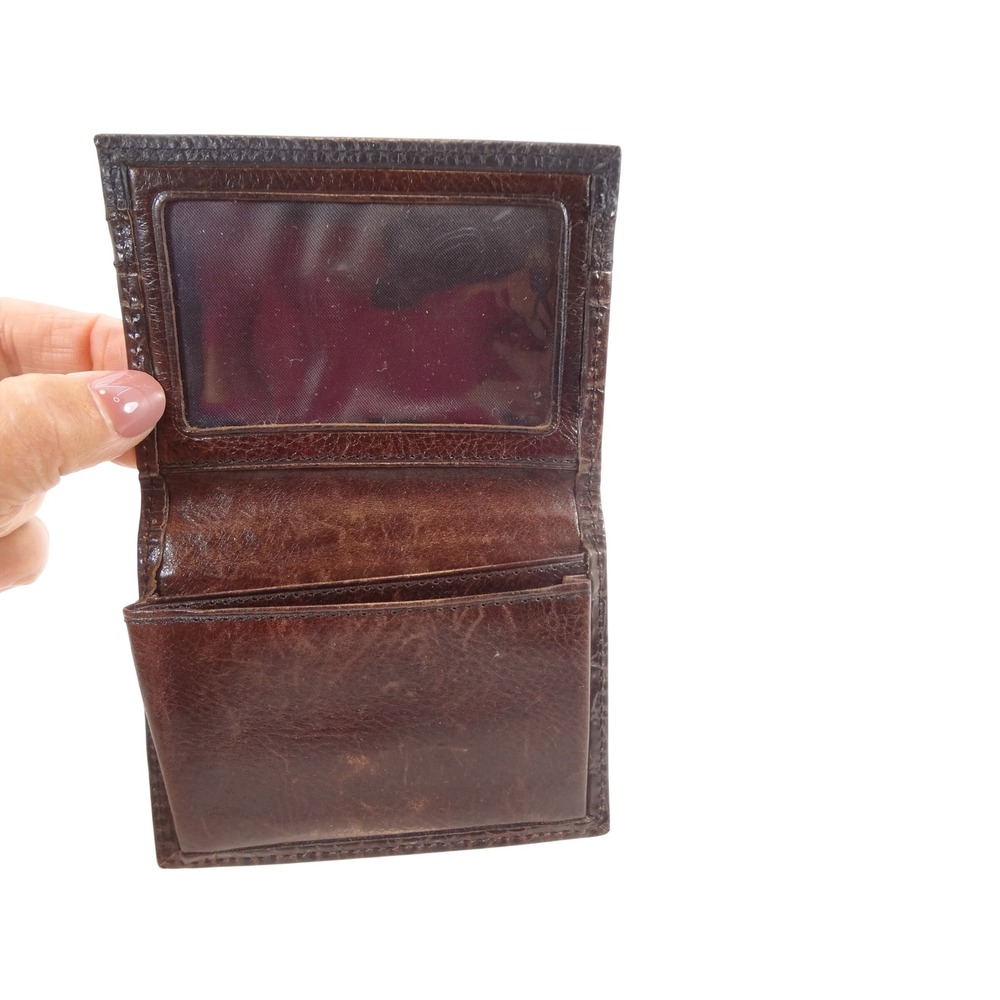 Brighton Bifold Wallet Small Brown Good Croc Embossed Leather Silver - Picture 3 of 8